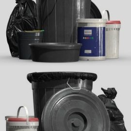 Buckets and Plastic Bags 3D Model Free Download