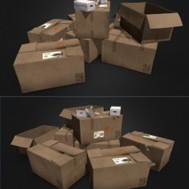 Cardboard Boxes 3D Model Free Download