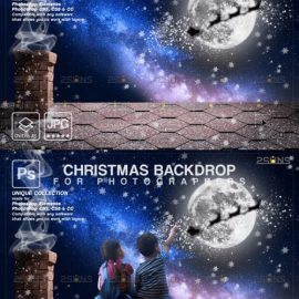 Christmas Rooftop Santa Moon Backdrop Free Download