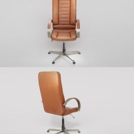 Computer used leather chair az9 Low-poly 3D model Free Download