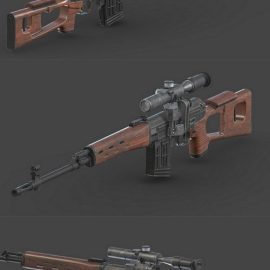 Dragunov Sniper Rifle Low Poly Realistic 3D Model Free Download