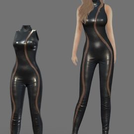 Female sleeveless leather bodysuit Free Download