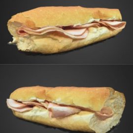 Jambon-Beurre Ham Baguette Sandwich 3d model Free Download