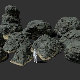 Low poly Black Beach Rock Collection 210210 Free Download