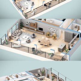 M17 Apartment VR 3D Plan Isometric View. Free Download