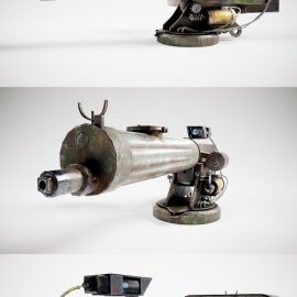 Machinegun post-apocalypse turret Maxim da1 rf1 Low-poly 3D model Free Download