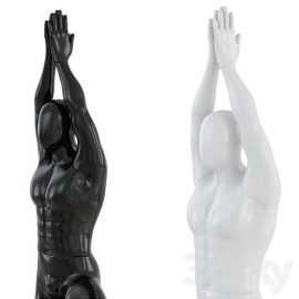 Male abstract mannequin stands in yoga pose 109 Free Download