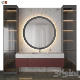 Marble red bathroom Free Download