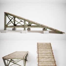 PBR Wooden Trampolin springboard jumping for cars an3 Low-poly 3D model Free Download