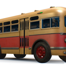 Retro USSR Soviet Vintage ZIS 155 154 City Bus 3D Model Free Download