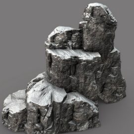 Snowy Cliff Rock 001 3D Model Free Download