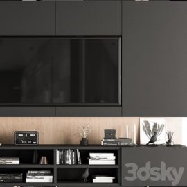 TV Wall Black and Wood – Set 12 Free Download