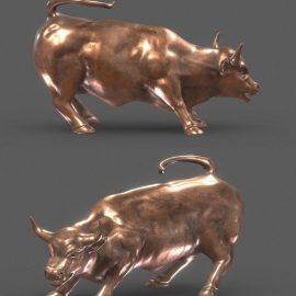 Wall Street Bull Low Poly Realistic PBR Free Download