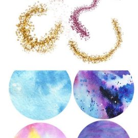 Watercolor Circles Clipart & Decorative Golden PNG Graphics Free Download