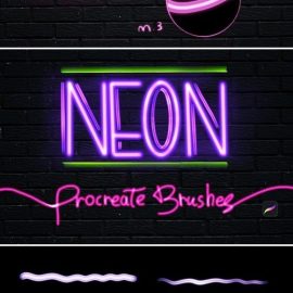 10 Neon Brushes Procreate Free Download