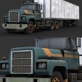 1980s Semi Truck 3D Model Free Download