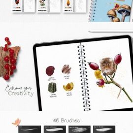 CreativeMarket – Watercolor Workbook – Animals & Nature 10265265 Free Download