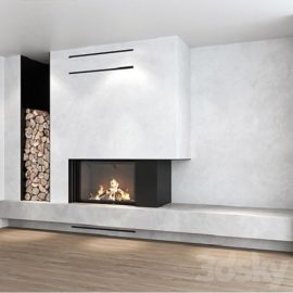 Decorative wall with fireplace set 07 Free Download