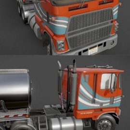 Industrial cabover tanker semitruck 3D Model Free Download