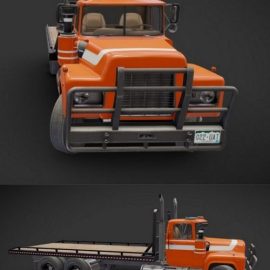 Industrial flatbed truck 3D Model Free Download