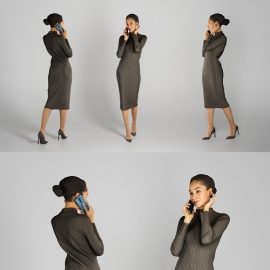 Lady in a black dress talking on the phone 212 3D Model Free Download