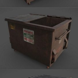 Large Metal Industrial Garbage Bin 3D Model Free Download