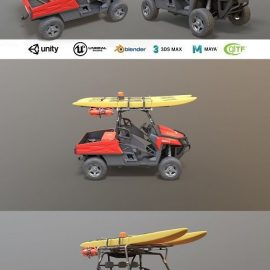 Lifeguard Vehicle WIth Buoys And Boards Low-poly 3D model Free Download