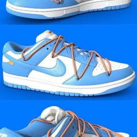 Off White x Nike Dunk University Blue Shoe 3D Model Free Download