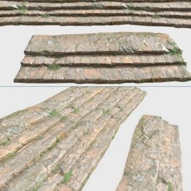 Stairs Medieval Stone Steps PBR Scan 3D Model Free Download