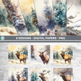 Winter Elk Backgrounds | Digital Scrapbo 54049211 Free Download