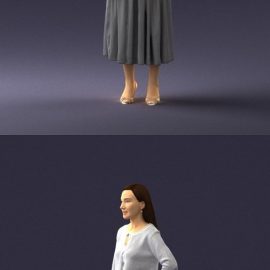 Woman In Gray Skirt 0390 3D Model Free Download