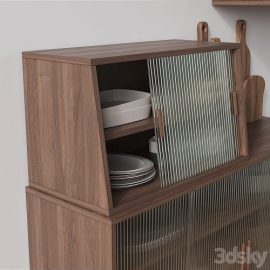 Wooden Glass Cabinets with Kitchen accessories Free Download