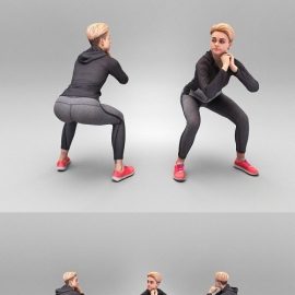 Young woman doing squats 376 Low-poly 3D model Free Download