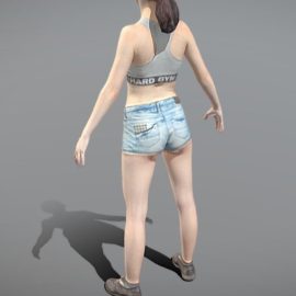 Athletic woman in jeans shorts 155 3D MODEL Free Download