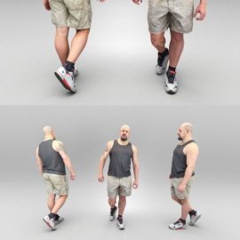 Bald athletic man walking 376 Low-poly 3D model Free Download