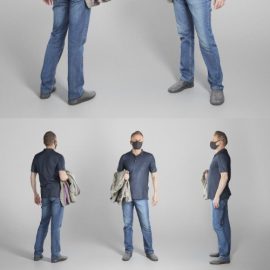 Man in casual clothes and medical mask 247 VR / AR / low-poly 3d model Free Download