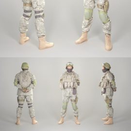 Military man in helmet and balaclava 103 3d model Free Download