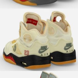 Nike Air Jordan 5 Retro X OFF-WHITE Fire Red 3D Model Free Download