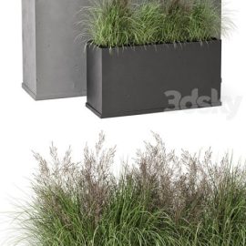 Outdoor Plants Bush in rusty Concrete Pot – Set 565 Free Download