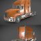 Semi Truck Tractor Orange Low Poly Free Download