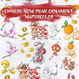 Watercolor Chinese New Year Set Free Download