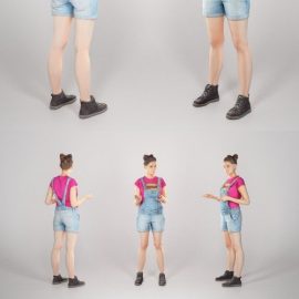 Young girl in denim is posing 103 Low-poly 3D model Free Download