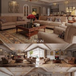 Living Room – Kitchen Interior Free Download