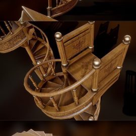 Retro Spiral Staircase 3d model Free Download