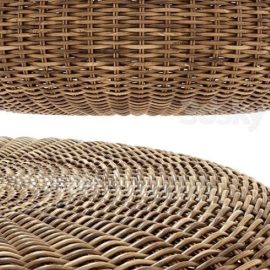 Round braided rattan pouf. California Free Download