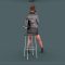 Girl sitting on a stool 3d model Free Download