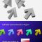 UI8 3D arrows 4 shapes 7 materials PNG Figma C4D OBJ Free Download