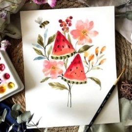 Fresh and Modern Watercolors: Paint a Stunning Fruit and Floral Arrangement Free Download