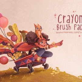 Kate Pellerin Poopikat – Crayon Brush Pack For Procreate Free Download